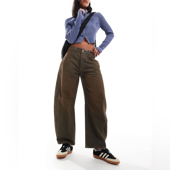 𝓯𝓹 Free People ~ We The Free Good Luck Coated Barrel Jeans - Picture 5 of 12